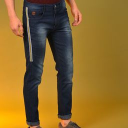 Campus Sutra Men Navy Blue Smart Slim Fit Light Fade Side Striped Stretchable Denim Jeans-picture-20