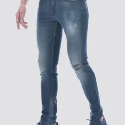 Jack & Jones Men Slim Fit Low-Rise Mildly Distressed Light Fade Stretchable Jeans image 3