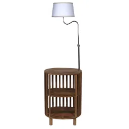 sapphire Small White Iron Shade Shelf Floor Lamp With Wood Base image 5