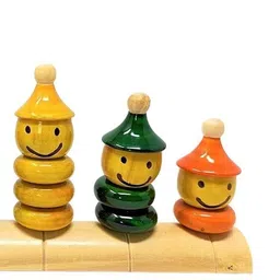 kishore collection Wooden RolyPoly Toy-Stacking Color Matching Toy Set of 2 with 15 Rings for Kids-picture-13