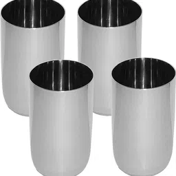 a & h enterprises (Pack of 4) Water Drinking Plain Design Stainless Steel Glasses ( 300 ML )- 4 Pcs H69 Glass Set Water/Juice Glass image 1