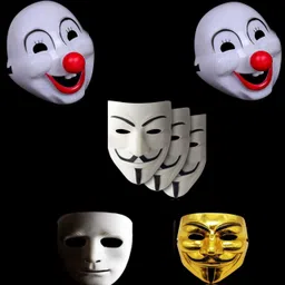 jai guru ji 7 multicolor combo pack 3white1gold,vendetta,1stonemen2joker Decorative Mask image 1