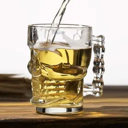 vastarpara house (Pack of 1) Skull Beer Mug 540ML for Your Home Bar|Large Glass Beer Mug for Party|crystal glass Glass Set (540 ml, Glass) Glass Water/Juice Glass image 5