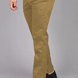 streetvibes Men Regular Fit Khaki Cotton Blend Trousers image 3