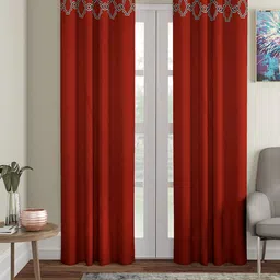 BLANC9 Red & White Set of 2 Geometric Long Door Curtain-picture-35