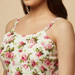 RAASSIO Cotton Shoulder Strap Floral Printed Jumpsuit image 2