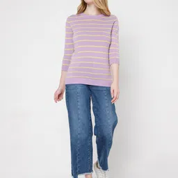 Vero Moda Women Purple & Yellow Striped Pullover-image-15