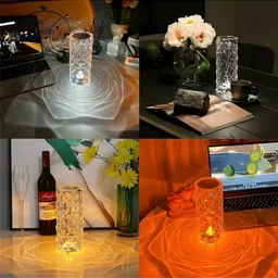 equipagecart Crystal Rose Diamond 16 Color RGB Changing Mode LED Night Lights USB Night Lamp Table Lamp image 2