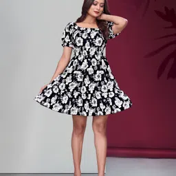 fioraa Women A-line Black Knee Length Dress image 3