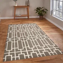 saraswati global Brown Geometric Wool & Viscose 4 ft x 6 ft Hand-Tufted Carpet-picture-20