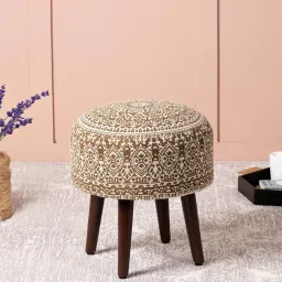 nestroots Botanic Fabric Seating Stool In Yellow Color image 1