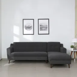 casacraft from pepperfry Amanda Fabric LHS Sectional Sofa (3 + Lounger) In Charcoal Grey Colour-picture-35