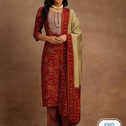 Libas Floral Printed Regular Sequinned Kurta & Trousers With Dupatta-picture-34