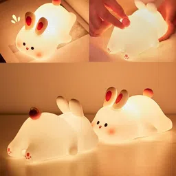 fortay Cute Rabbit Night Light, USB Rechargeable, Changing Light, Room Decor Night Lamp - 4 cm image 4
