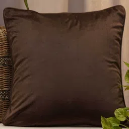 Dark Grey Solid Velvet 12 x 12 Inches Cushion Cover by Zeba image 1