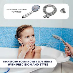 ibell 3-Function ABS Water Saving Shower Head, Includes 150 cm Stainless Steel Hose Handheld image 5