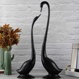 voidrop Couples Swan Kissing Bird Black Aluminium Figurine image 1