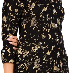 bhomya Casual Regular Sleeves Printed Women Black, Beige Top-picture-17