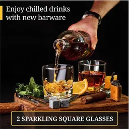 okechuku (Pack of 4) 101_New4_ ulfz Whiskey Glass Square 4_okechuku pack of 4 Glass Set Water/Juice Glass image 4