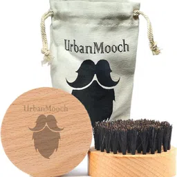urbanmooch 100% Natural Bristle with Beechwood Handle Round Beard Brush & Mustache Brush-picture-14