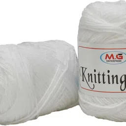m.g enterprise 100% Acrylic Wool White 100 gms - Art-AFI image 1