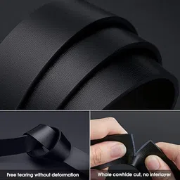 provogue Men Casual, Evening, Party, Formal Black, Gold Artificial Leather, Texas Leatherite Belt image 3