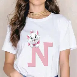 rcs fashions Women Graphic Print Round Neck Polyester White T-Shirt image 1