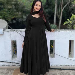 djcm fashion hub Solid Georgette Stitched Anarkali Gown-picture-27