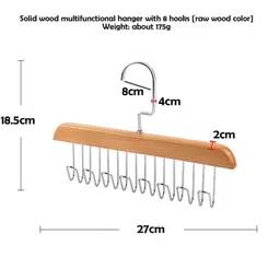 vaynpex 8-Hook Wood Wall Hanger – Headgear Purse & Blouse Wooden Shirt Pack of 2 Hangers For Shirt image 2