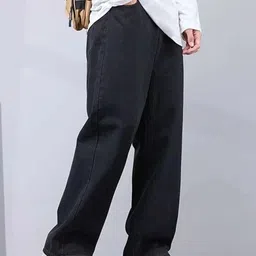 lookonce Men Straight Fit Mid Rise Black Jeans image 3