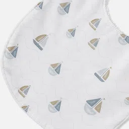 giggles by babyshop All-Over Sail Boat Print Bib with Snap Button Closure image 3