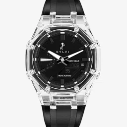 Sylvi Men Straps Analogue and Digital Multi Function Sports Watch 101-white-Black image 2