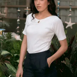 Creatures of Habit Women Linen Solid Tailored Shorts image 1