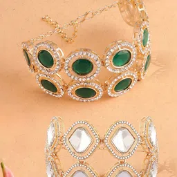 AMI Pack Of 2 Gold-Plated Austrian Diamonds Studded Wraparound Bracelets image 1