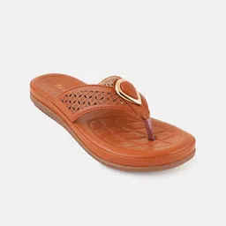 Mast & Harbour Women Textured T-Strap Flats with Laser Cuts image 2