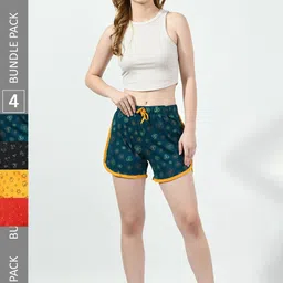 BAESD Women Pack Of 4 Printed High-Rise Pure Cotton Hot Pants-picture-24