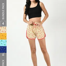 BAESD Women Pack of 4 Printed High-Rise Pure Cotton Shorts-picture-20