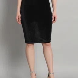 VAARARO Knee Length Pencil Velvet Skirt-picture-34