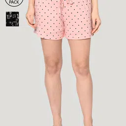 SHARKTRIBE Women Black & Pink Pack Of 2 Printed Shorts-picture-17