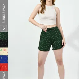 BAESD Women Pack Of 5 Printed High-Rise Pure Cotton Hot Pants-picture-38