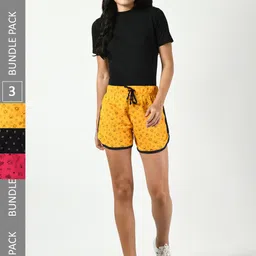 BAESD Women Pack Of 3 Printed Cotton High-Rise Shorts-image-40