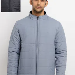 Status Quo Men Blue Reversible High Neck Padded Jacket-picture-53