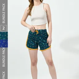 BAESD Women Pack of 2 Printed High-Rise Cotton Shorts-picture-37