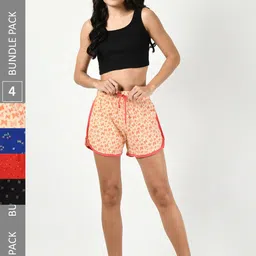 BAESD Women Pack Of 4 Printed High-Rise Pure Cotton Hot Pants-picture-12