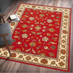 IMRA CARPET Red & Green Floral Traditional Woollen Carpet-picture-25