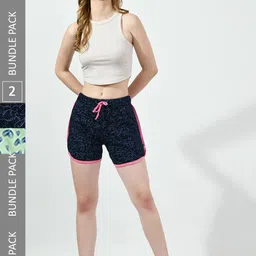 BAESD Pack Of 2 Women Printed High-Rise Pure Cotton Shorts-image-43