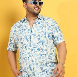Instafab Plus Plus Size Classic Floral Printed Spread Collar Cotton Casual Shirt-picture-5