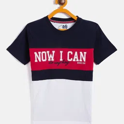 Duke Kids-Boys Blue Typography Colourblocked Slim Fit T-shirt-picture-11