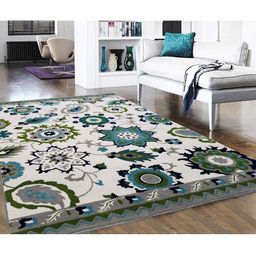 IMRA CARPET Grey & Blue Ethnic Motifs Woollen Carpet-picture-30