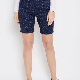 Hypernation Women Printed Cotton Slim Fit High-Rise Shorts-picture-41